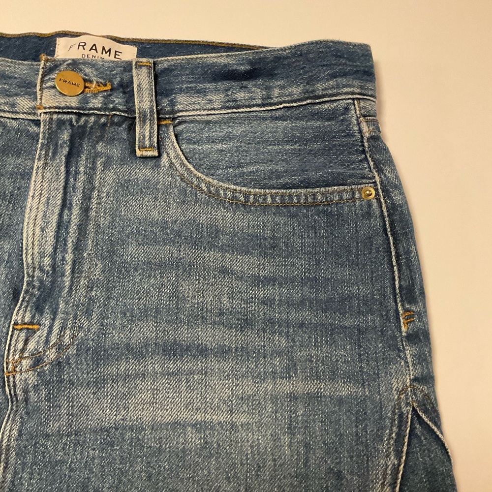Frame Denim Mini Shirt, Washed Denim, 100% Cotton, 5-Pocket Style, Size 27 - Picture 5 of 12